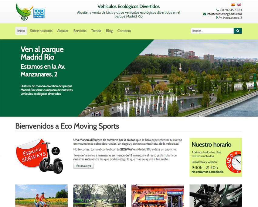 Página web anterior de Eco Moving Sports