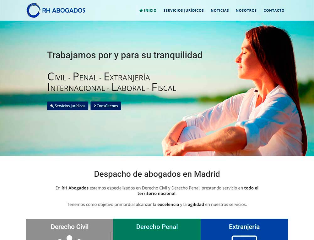 Diseño de páginas web económicas en Alcorcón. RH Abogados, nueva referencia de Azaelia