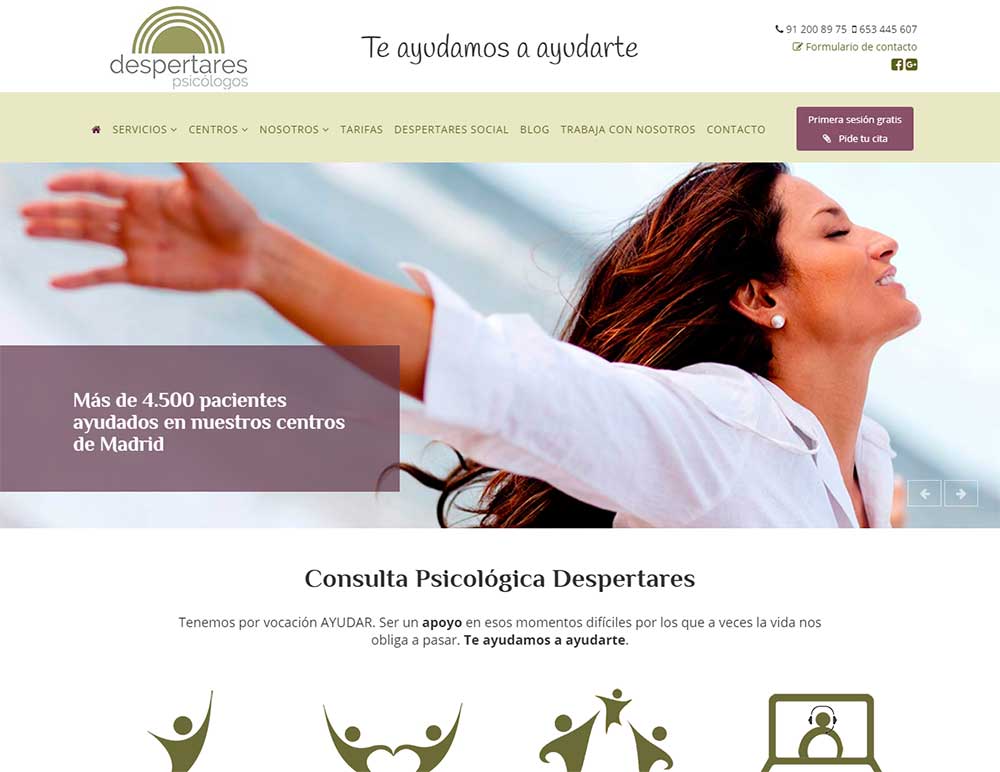Diseño de páginas web en Madrid, Leganés, Móstoles y Getafe. Nueva referencia de Azaelia: Consulta Despertares