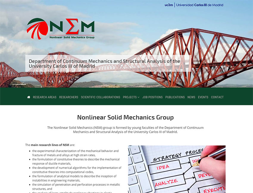 Diseño de páginas web en Leganés. Nueva referencia de Azaelia: NonSolMec Group - Universidad Carlos III