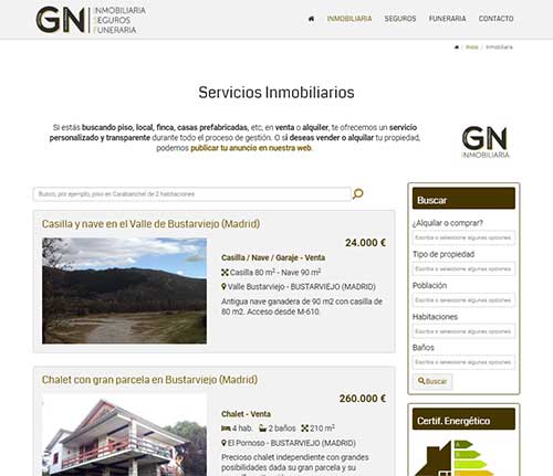 Gestión Navacerrada. Detalle de la página web desarrollada por Azaelia