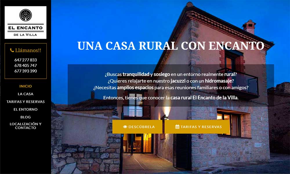 Página web de la casa rural El Encanto de la Villa. Nueva referencia de Azaelia en Segovia