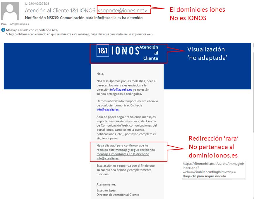 Atención: Phishing en correos del hosting IONOS
