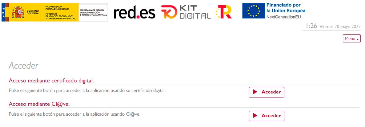 Certificado Digital, DNIe o Cl@ve para acceder al Kit Digital