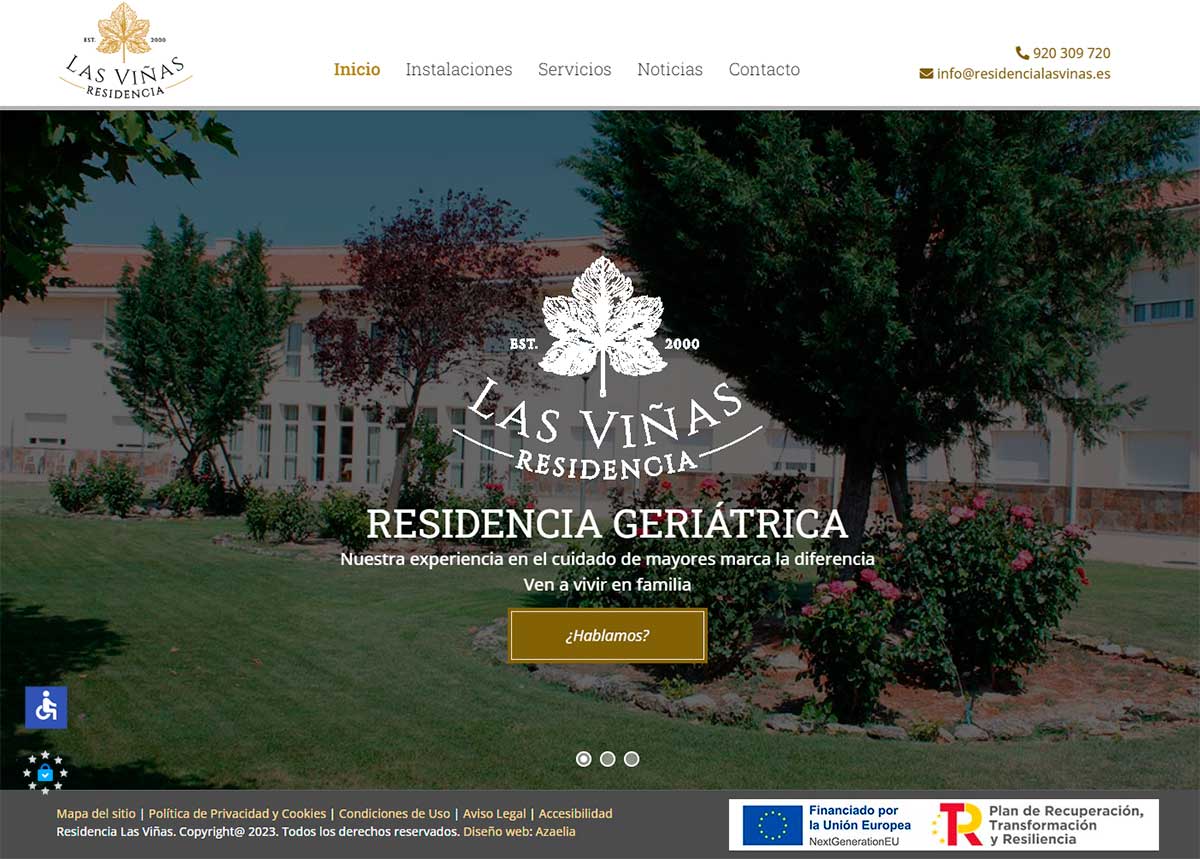 Página web en Segovia: Residencia Las Viñas. Nueva referencia de Azaelia