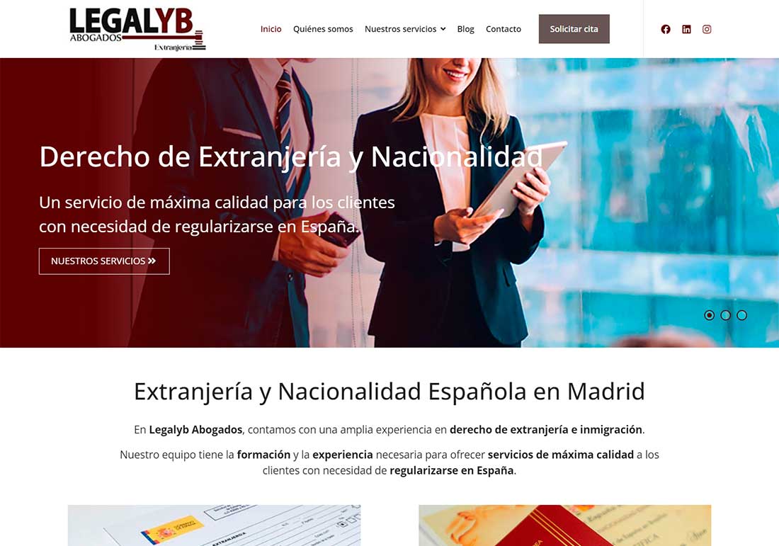 Página web en Madrid: LegalYb Extranjería. Nueva refer