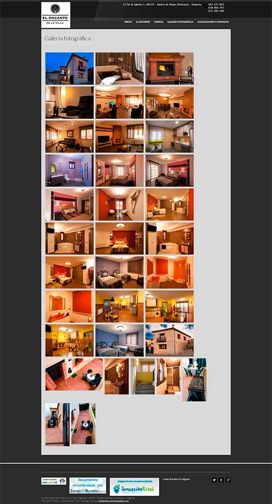 Algunas imágenes de la página web anterior de El Encanto de la Villa