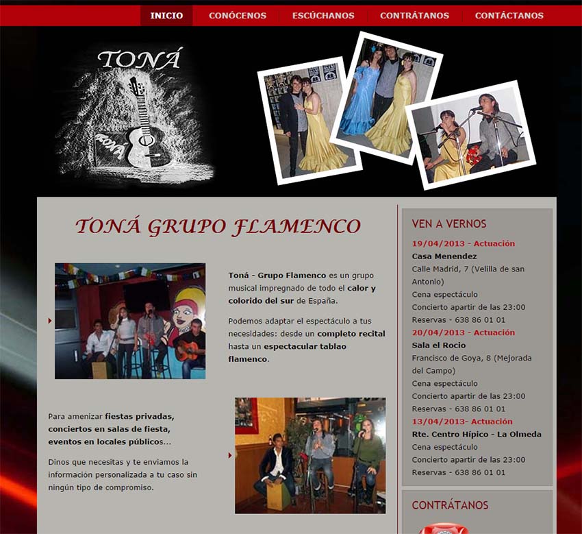 Desarrollo web para la web del Grupo Flamenco Toná